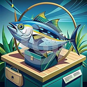 Albacore Tuna fish isolated sits office bag vector