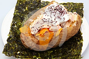 Albacore Tuna stuffed Baked Potato on Seaweed