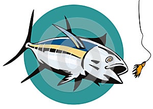 Albacore Tuna taking the bait