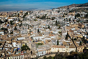 Albaicin in Granada, view from the Alhambra