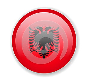 Albania Flag. Bright round Icon on a white background