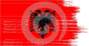 Albania flag with brush paint textured on white background