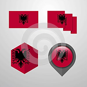 Albania flag design set vector