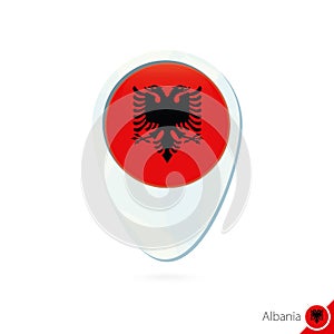 Albania flag location map pin icon on white background