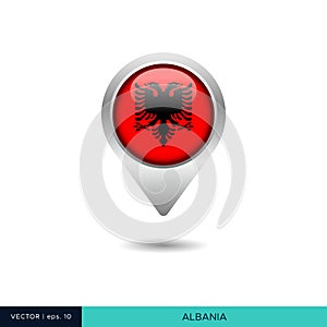 Albania flag map pin vector design template.