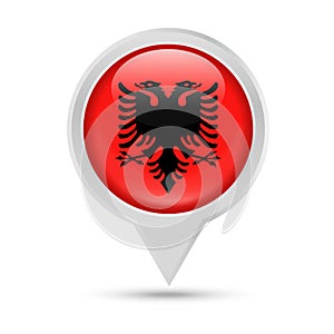 Albania Flag Round Pin Vector Icon