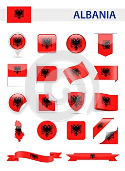 Albania Flag Vector Set