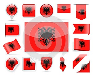 Albania Flag Vector Set