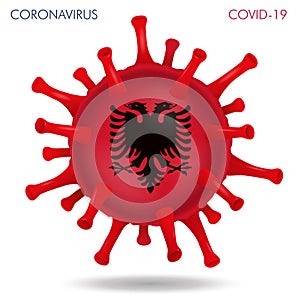 Albania flag in virus shape