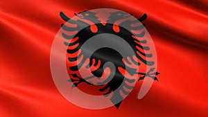 Albania flag, with waving fabric texture