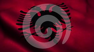 Albania flag waving in the wind. National flag of Albania. 3d illustration