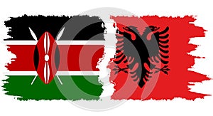 Albania and Kenya grunge flags connection vector