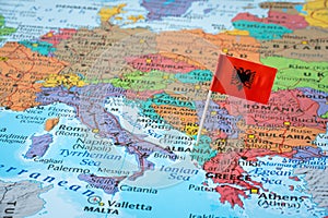 Albania map and flag pin