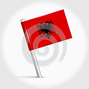 Albania map pin flag. 3D realistic vector illustration