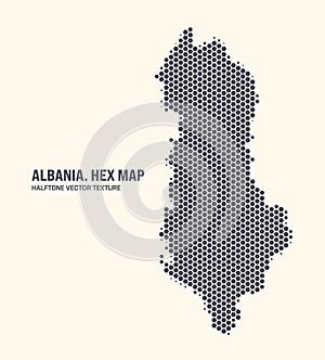 Albania Map Vector Hexagonal Half Tone Pattern Isolated On Light Background