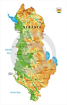 Albania physical map photo