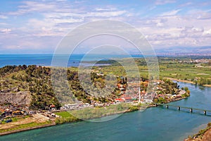 Albania, Shkoder city. View of Lake Skadar and Bojana river