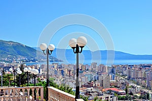 Albania, Vlore/ Vlora, cityscape seen from Kuzum Baba hill.