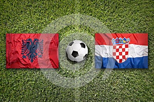 Albania vs. Croatia flags on soccer field