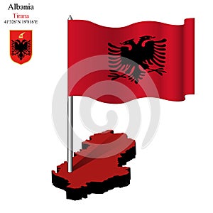 Albania wavy flag over map
