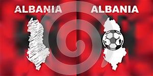 Albanian Abstract Map set with flag and ball.