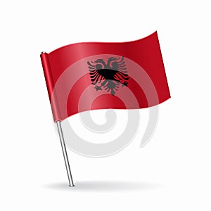 Albanian flag map pointer layout. Vector illustration.
