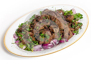 Albanian liver serving plate photo