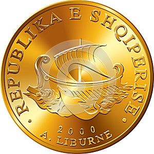 Albanian money gold coin 20 Lek