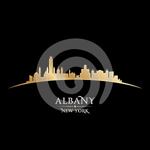 Albany New York city silhouette black background