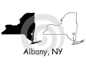 Albany New York NY State Border USA Map
