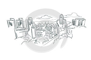 Albany New York usa America vector sketch city illustration line art