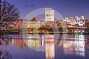 Albany, New York, USA skyline on the Hudson River