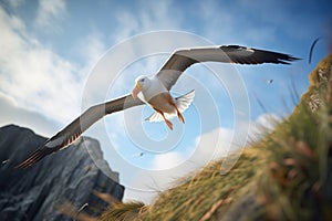 albatross catching wind gusts along coastal cliffs