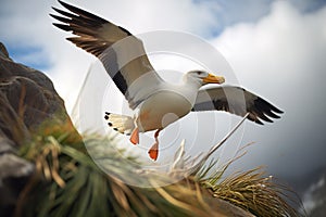 albatross catching wind gusts along coastal cliffs