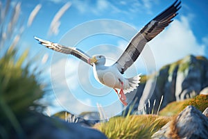 albatross catching wind gusts along coastal cliffs