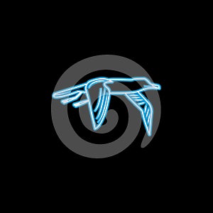 albatross icon in neon style. One of sea animals collection icon can be used for UI, UX