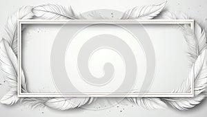 albedobase xl white feather themed border frame on white backg ai generated photo