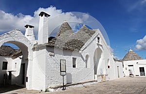 Alberobello, Puglia Region, South of Italy. Trulli di Alberobello. Traditional roofs of the Trulli, original and old houses of th