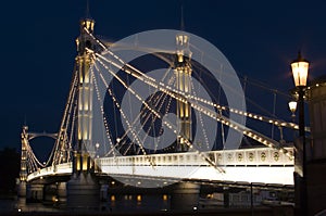 The albert Bridge at night in London.