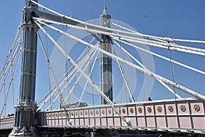 Albert Bridge is a road bridge over the Tideway of the River Thames connecting Chelsea in Central London