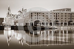 Albert Dock reflections split toned