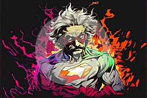 Albert Einstein as a super hero science physics teacher