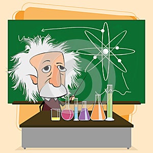 Albert Einstein Cartoon In A Classroom Scene photo