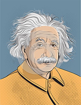 Albert Einstein cartoon portrait, vector photo