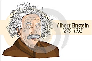 `Albert Einstein` 1879-1955 cartoon vector illustration