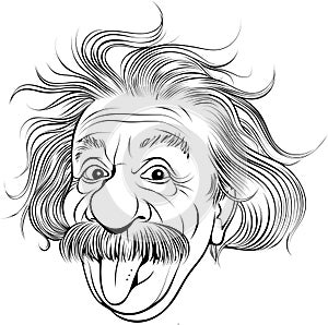 Albert Einstein and his tongue caricature portrait