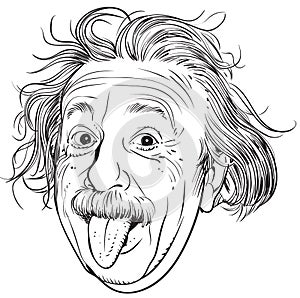 Albert Einstein portrait, line art illustration photo
