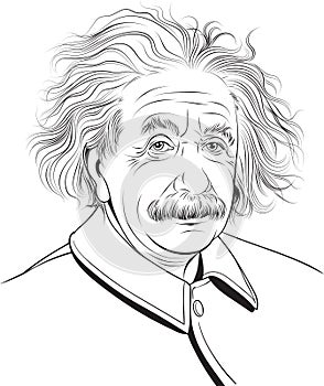 Albert Einstein cartoon portrait, vector photo