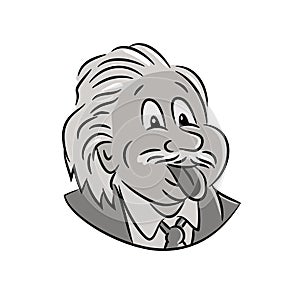 Albert Einstein Sticking Tongue Out Cartoon photo