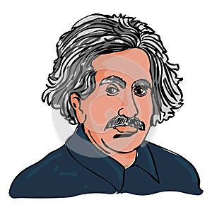 Albert Einstein vector.Einstein portrait drawing photo